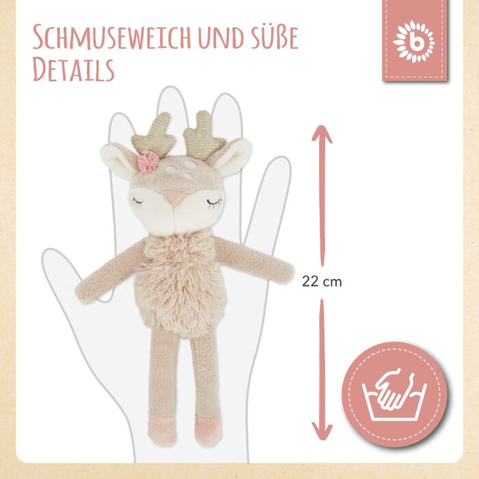 Bieco Kuscheltier Reh Ella mit Rassel | Baby Kuscheltier ab 0 Monate Stofftier Baby Plüschtier ntier – Bild 5